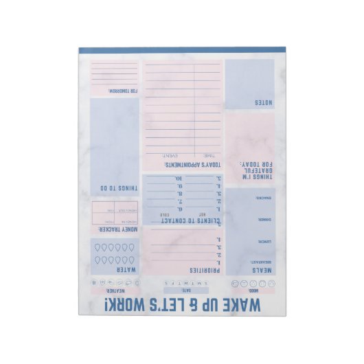 Wake-up en werkblok notitieblok (Gedraaid)