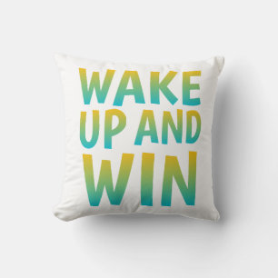 Wake Up en Win Motiverende Typografie Kussen