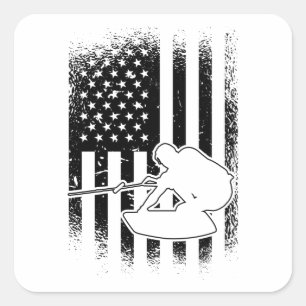 Wakeboard American Flag Wakeboarding Wakeboarder Vierkante Sticker