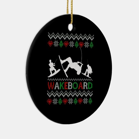 wakeboard Funny Kerstmis Keramisch Ornament (Rechts)