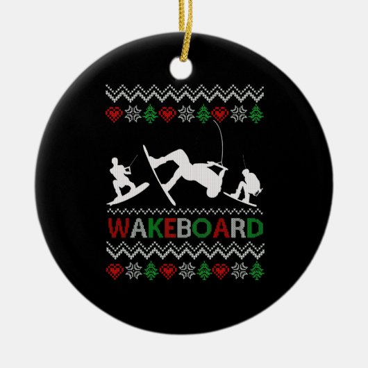 wakeboard Funny Kerstmis Keramisch Ornament (Voorkant)