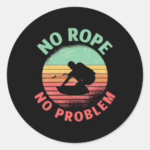 Wakeboard No Rope No Problem Retro Wakeboarder Ronde Sticker