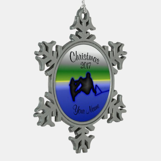 Wakeboard Pewter Snowflake kerstversiering Tin Sneeuwvlok Ornament (Links)