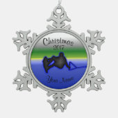 Wakeboard Pewter Snowflake kerstversiering Tin Sneeuwvlok Ornament (Voorkant)