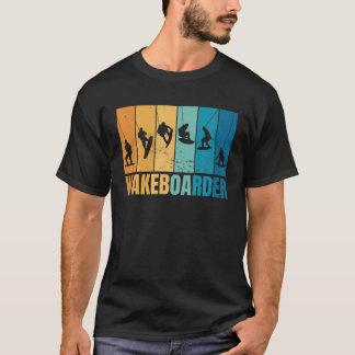 Wakeboarder Silhouette Cool Retro Sunset B T-shirt