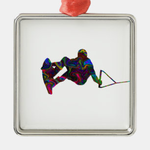 Wakeboarder Wilde Kleuren Metalen Ornament