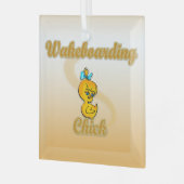 Wakeboarding Chick Glas Ornament (Voorkant links)