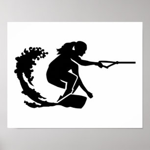 Wakeboardvrouw Poster