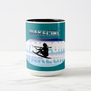 Wakegirls wakeboarden Mok met persoonlijke naam to