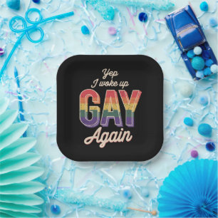 Wakker geworden Gay Pride Regenboog Queer Gay CSD Papieren Bordje