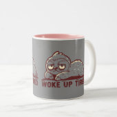 Wakker geworden moe tweekleurige koffiemok (Voorkant rechts)