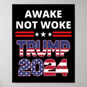 Wakker Niet Woke Trump Verkiezing Republikeins Red Poster