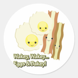 wakker wakker eieren en gebakken ronde sticker