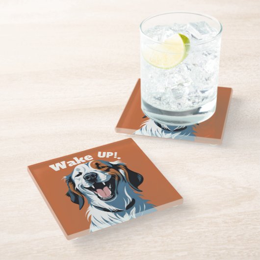 Wakker worden!!! Golden Retriever Pop Art beroemd Glazen Onderzetter (Schuin)