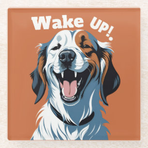 Wakker worden!!! Golden Retriever Pop Art beroemd  Glazen Onderzetter