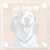 Wakker worden!!! Golden Retriever Pop Art beroemd Glazen Onderzetter (Achterkant)