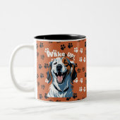 Wakker worden!!! Golden Retriever Pop Art beroemd Tweekleurige Koffiemok (Links)