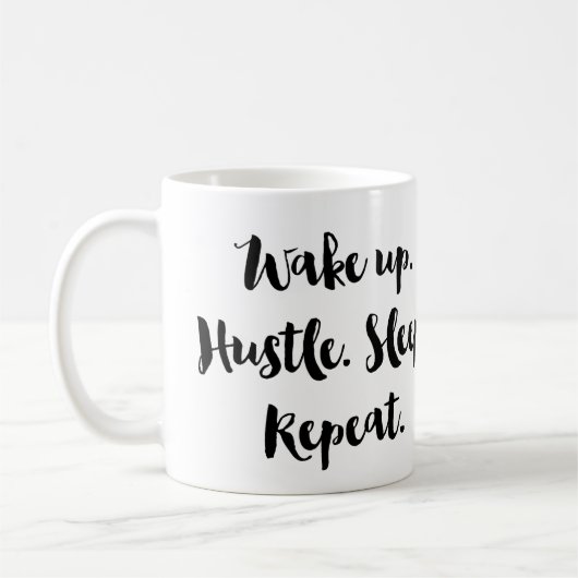 Wakker worden Hustle Sleep Koffiethee-Mok herhalen Koffiemok (Links)