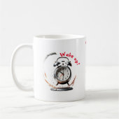 Wakker worden mok met bellende wekker (Links)