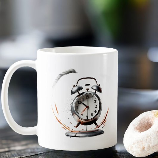 Wakker worden mok met bellende wekker
