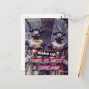 Wakker worden telefoon hoofd dames geen droom briefkaart