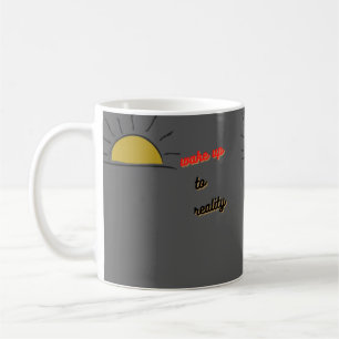 wakker worden van de werkelijkheid koffiemok
