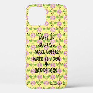 Wakker worden, Walk Dog.. Geluk Gele iPhone Case