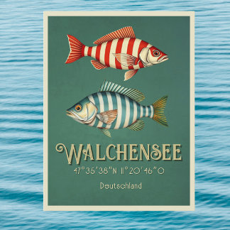 Walchensee Lake Walchen Duitsland vis Briefkaart