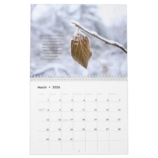 Walden Pond & Beyond : calendrier (Mar 2026)