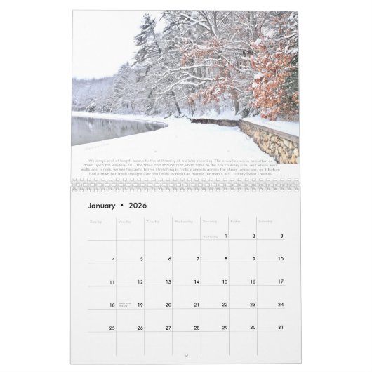 Walden Pond & Beyond : calendrier (Jan 2026)