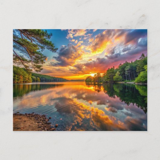Walden Pond Concord, Massachusetts Sunset Briefkaart (Voorkant)