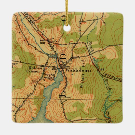 Waldoboro Maine  Map Keramisch Ornament (Achterkant)
