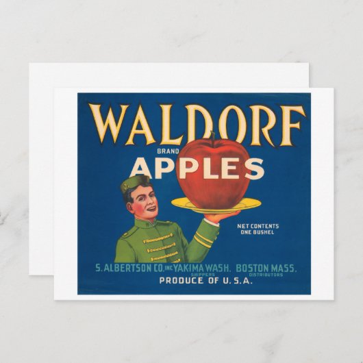 Waldorf Brand Apples Crate Label Briefkaart (Voorkant / Achterkant)