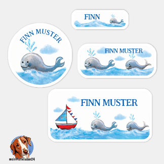 Wale Namensaufkleber handgemalt - 24er Set  Sticker