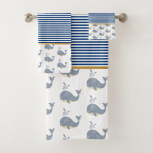 WALEN VAN EEN TIJDSBLAUWE STRIPE BATHROOM TOWEL SE BAD HANDDOEK