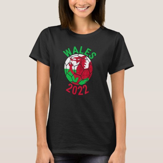 Wales 2022 Voetbal Supporter Kampioenschap Voetbal T-shirt (Voorkant)