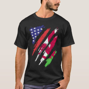 Wales Amerikaanse Groei Vlag VS Patriot Erfgoed Ma T-shirt