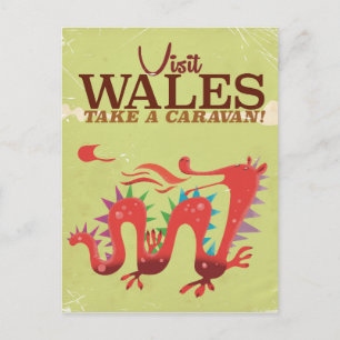 Wales Caravan Vacation vintage poster Briefkaart