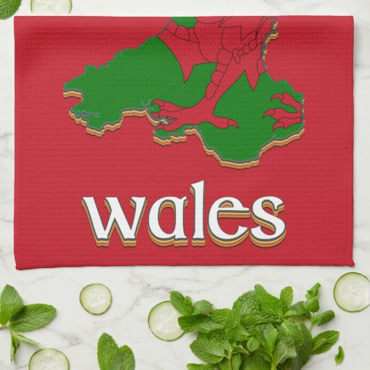Wales Cymru Flag Map Theedoek (Gevouwen)