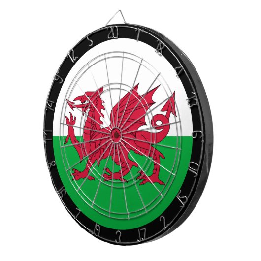 Wales Dartboard & Welsh Flag darts / game board Dartbord (Voorkant Rechts)