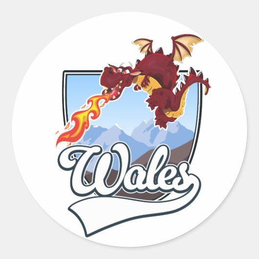 Wales Draak logo Ronde Sticker (Voorkant)