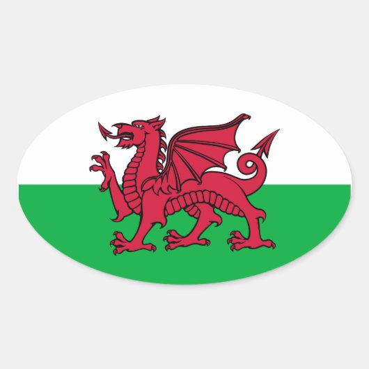 Wales Dragon Ovale Sticker (Voorkant)