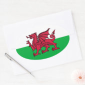 Wales Dragon Ovale Sticker (Envelop)