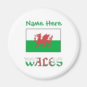Wales en de Welshe Vlag Groen Personalisatie Magneet