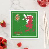 Wales Flag Map & Royal Badge Servet (Insitu)