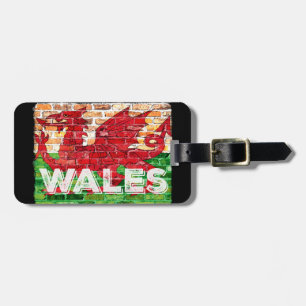 Wales Flag op Brick Bagagelabel