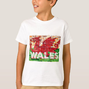 Wales Flag op Brick T-shirt