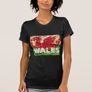 Wales Flag op Brick T-shirt