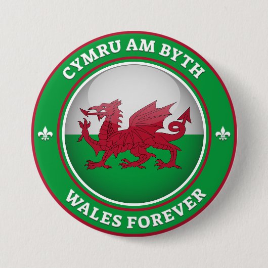 Wales Forever Ronde Button 7,6 Cm (Voorkant)