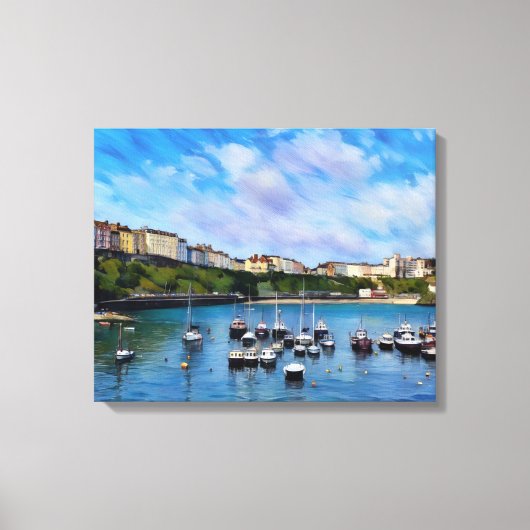 Wales, haven van Tenby Canvas Afdruk (Voorkant)